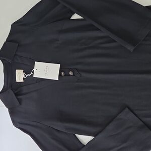 Sezane Robe Sole Noir Back Mini Dress Viscose Laine Wool Size 36/US 4 NWT